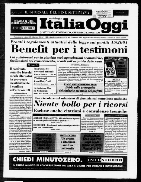 Italia oggi : quotidiano di economia finanza e politica